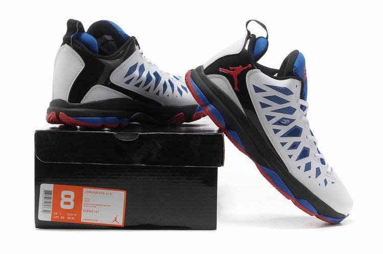 2013 Jordan CP3 VI White Blue Red Home Clippers Basketball Shoes - Click Image to Close