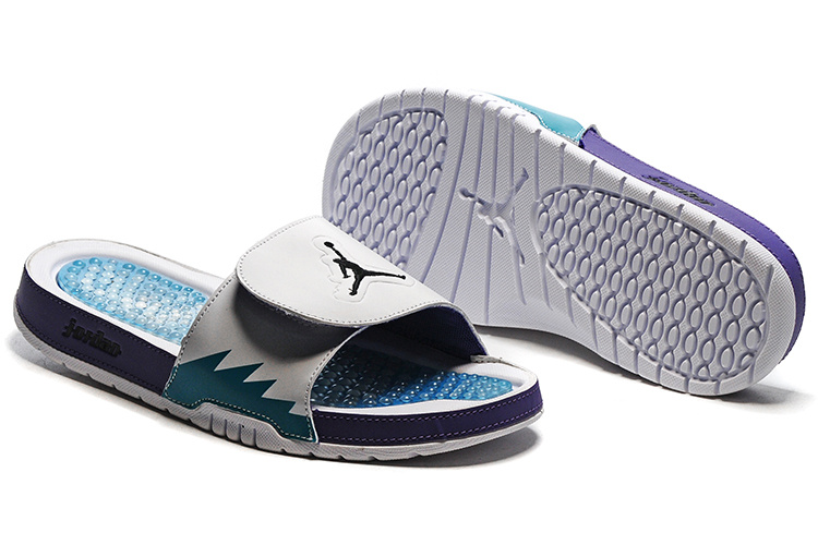 Jordan Hydro 5 White Blue Purple Slide Sandals - Click Image to Close