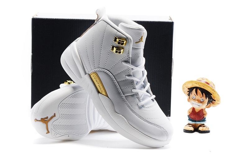 Kids Air Jordan 12 Retro All White Gold 2016 - Click Image to Close