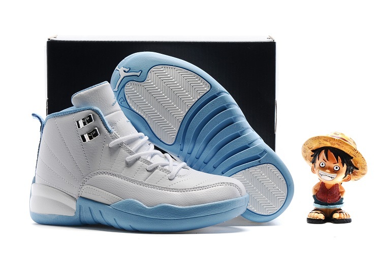 Kids Air Jordan 12 Retro Melo White Metallic Gold University Blue Kids Air Jordan 12 Retro Melo White Metallic Gold University Blue