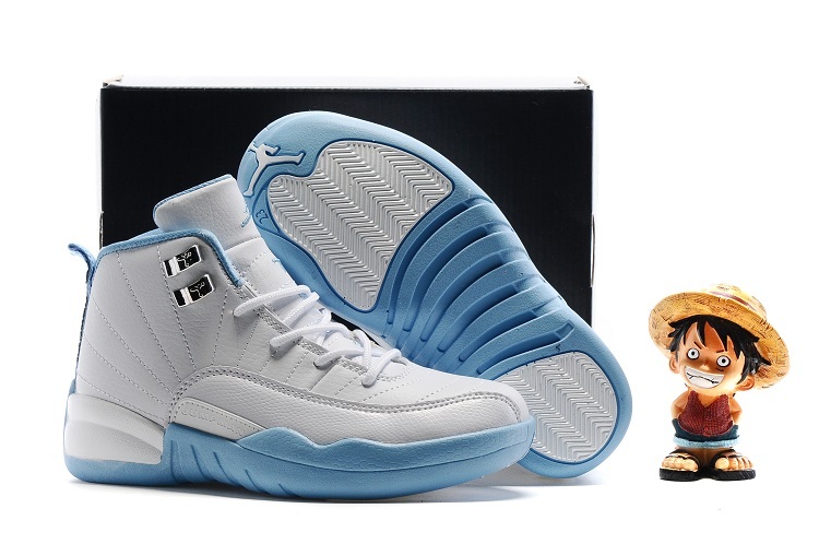 Kids Air Jordan 12 Retro Melo White Metallic Gold University Blue