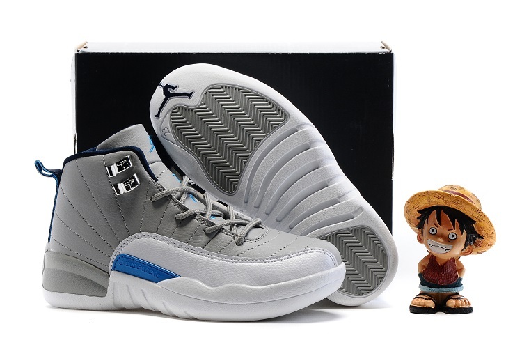 Kids Air Jordan 12 Retro Wolf Grey University Blue 2016 Kids Air Jordan 12 Retro Wolf Grey University Blue 2016