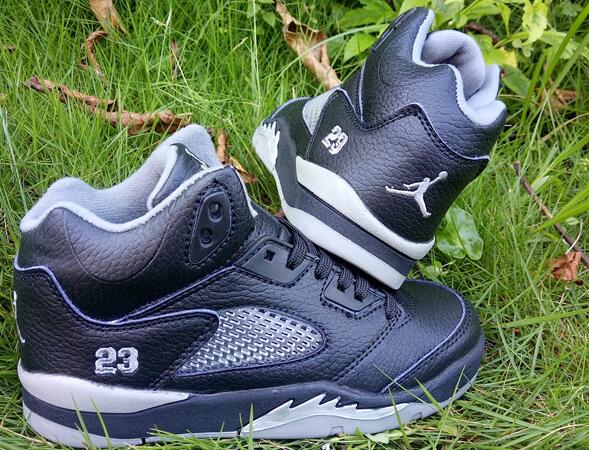 Kids Air Jordan 5 Black Metallic Silver