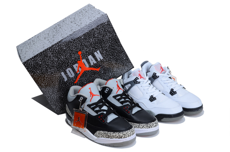 Authentic Jordan Black Grey 3 And White Grey Jordan 4 Combined