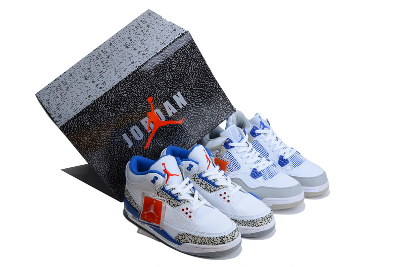 Authentic Jordan White Blue 3&4 Combined - Click Image to Close