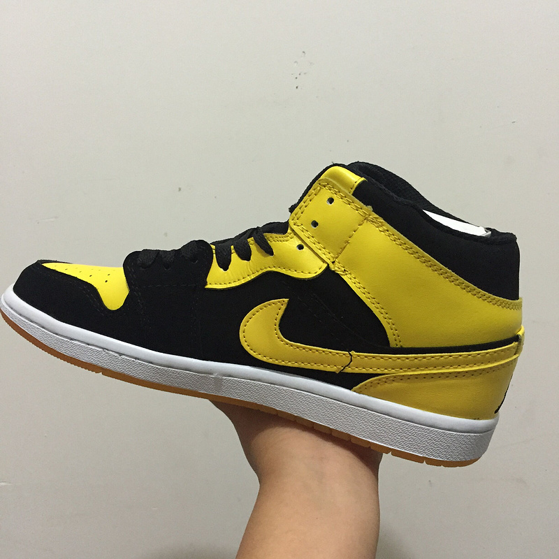 Air Jordan 1 Black Yellow Shoes - Click Image to Close