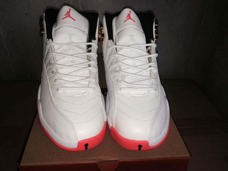 Men 2017 Air Jordan 12 White Orange Shoes - Click Image to Close