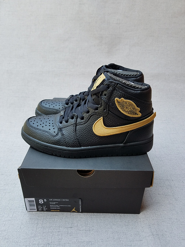 Men Air Jordan 1 BHM Black Gold Magic Buckle Shoes