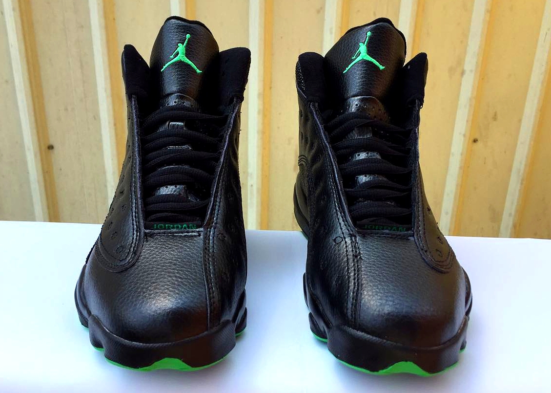 Men Air Jordan 13 Black Green Shoes