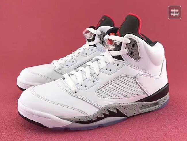 Men Air Jordan 5 White Cement Shoes