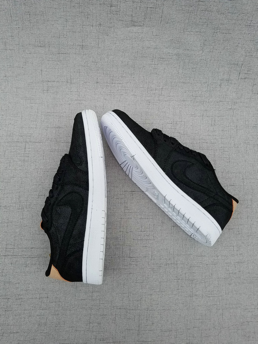 Men Air Jordan 1 Low All Black White Shoes - Click Image to Close