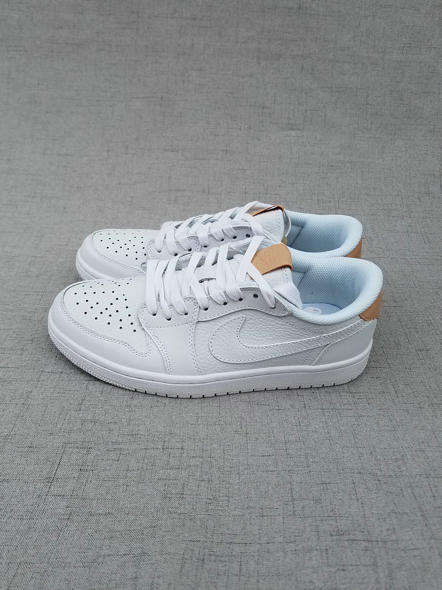 Men Air Jordan 1 Low All White Shoes