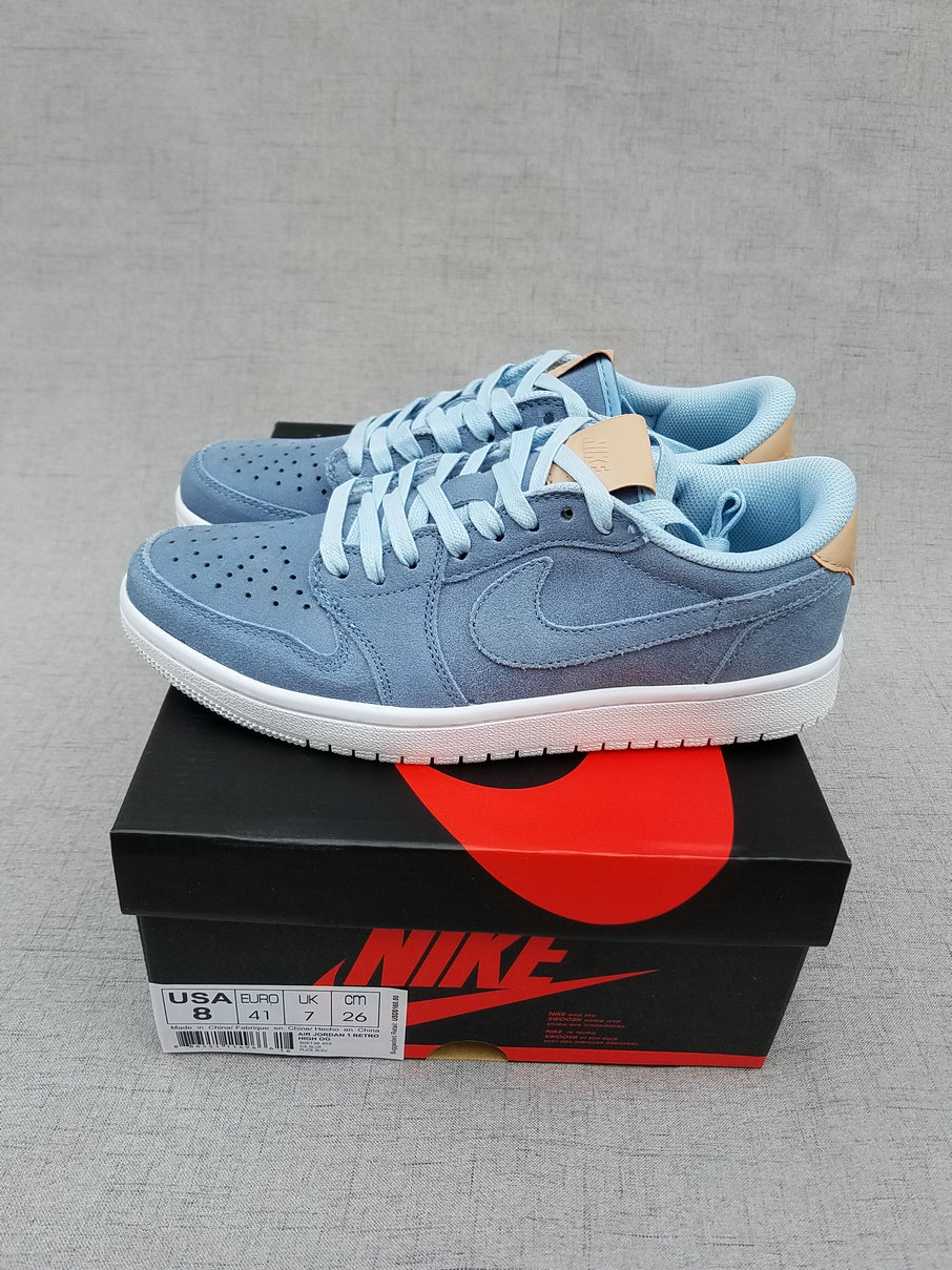 Men Air Jordan 1 Low Ice Blue Shoes - Click Image to Close