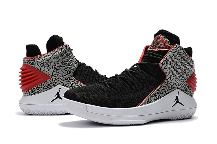 Men Jordan 32 Black Cement Red Shoes