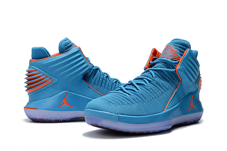 Men Jordan 32 Blue Orange Shoes - Click Image to Close