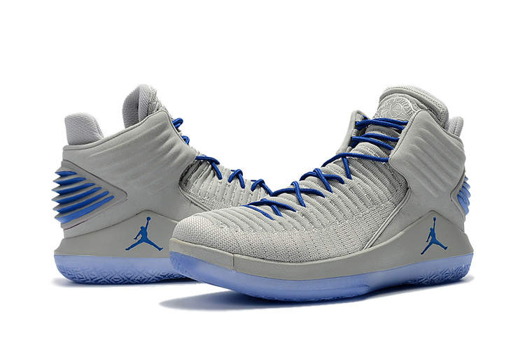 Men Jordan 32 Grey Blue Shoes
