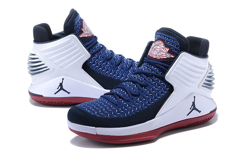 Men Jordan 32 High Blue White Red Shoes - Click Image to Close