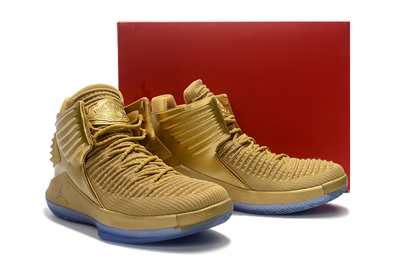 Men Jordan XXXII All Gold Shoes - Click Image to Close