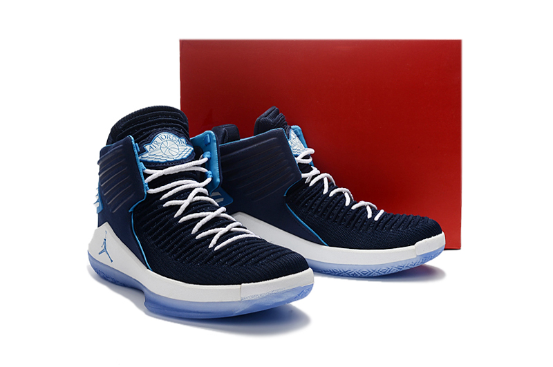 Men Jordan XXXII Sea Blue White Shoes - Click Image to Close