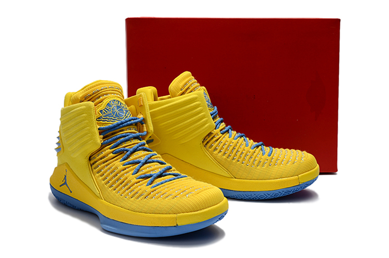 Men Jordan XXXII Yellow Blue Shoes