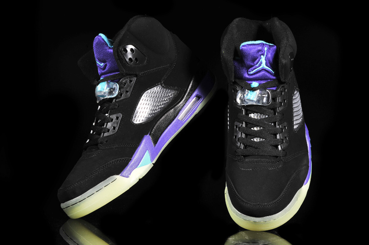 Midnight Air Jordan 5 Black Purple White Shoes - Click Image to Close