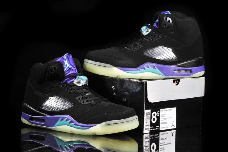 Midnight Air Jordan 5 Black Purple White Shoes - Click Image to Close