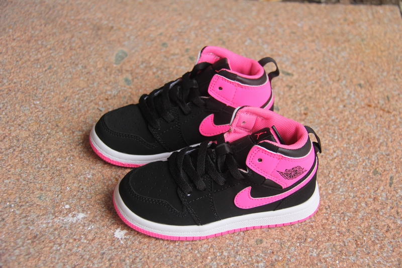 New Air Jordan 1 Black Pink For Kids - Click Image to Close