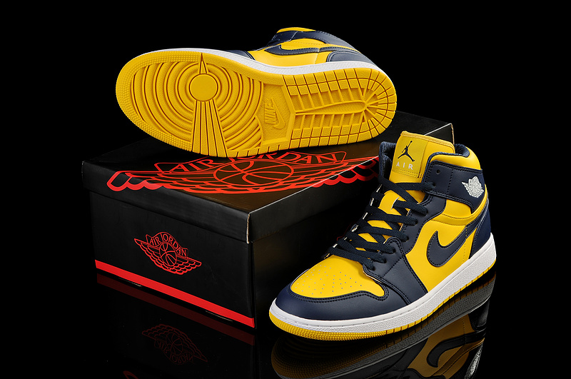 2013 Jordan 1 Retro Black Yellow - Click Image to Close