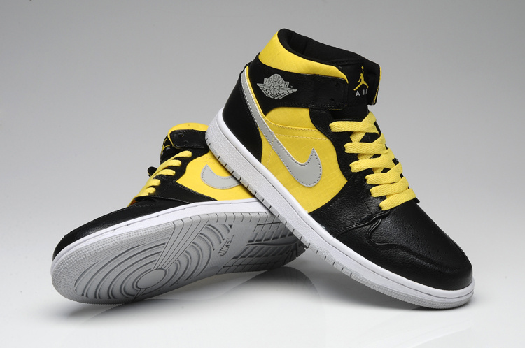 2013 Jordan 1 Retro Black Yellow White - Click Image to Close