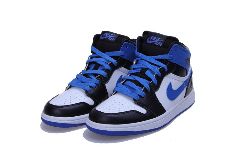 New Air Jordan Retro 1 Blue Black White Lovers Shoes