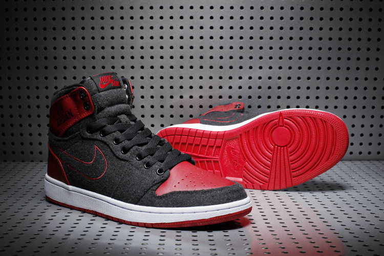 New Air Jordan 1 High Wool Black Red