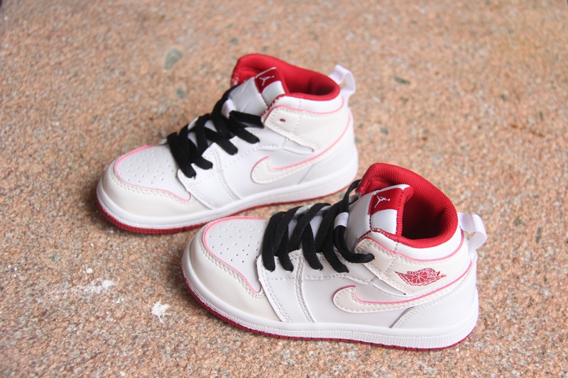 New Air Jordan 1 White Pink Black For Kids - Click Image to Close