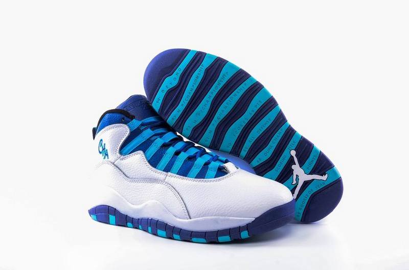 New Air Jordan 10 Charlotte Hornets White Concord Blue Lagoon Black - Click Image to Close