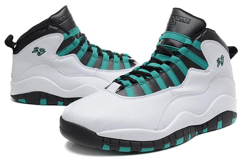 Cheap 2015 Air Jordan 10 Retro White Green Black Shoes