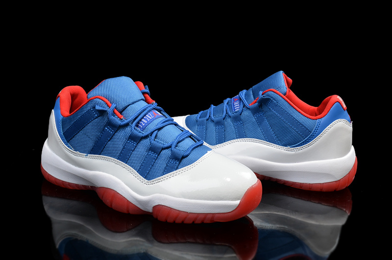 2015 Jordan 11 Low Blue White Red Shoes - Click Image to Close