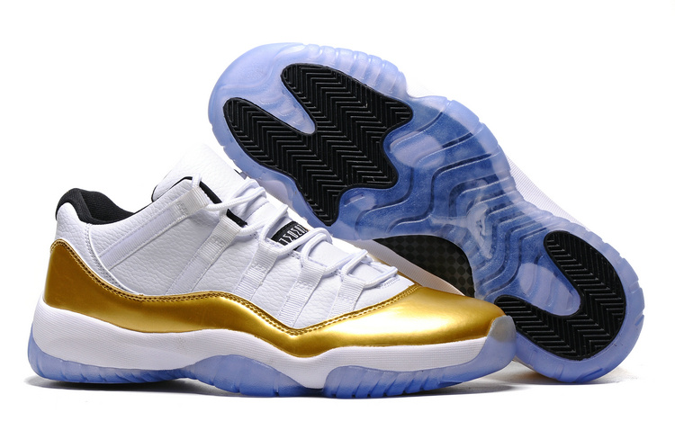 New Air Jordan 11 Low Olympic White Metallic Gold Coin Black 2016 - Click Image to Close