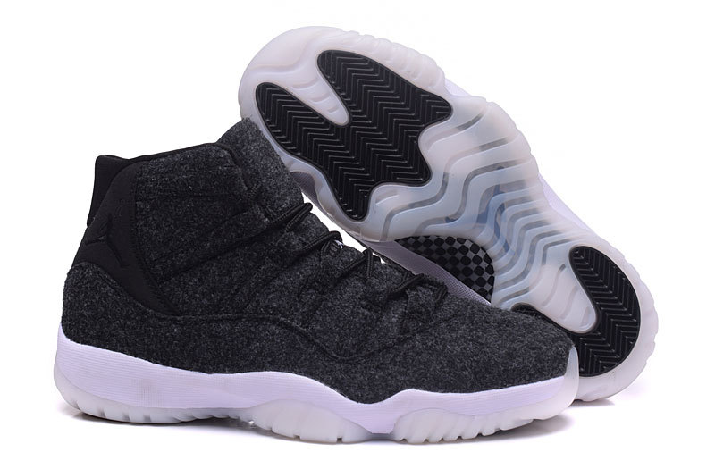 New Air Jordan 11 Wool Dark Grey Metallic Silver Black - Click Image to Close