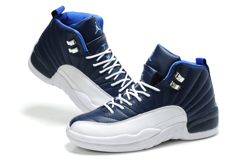 Authentic Air Jordan Retro 12 Blue White - Click Image to Close