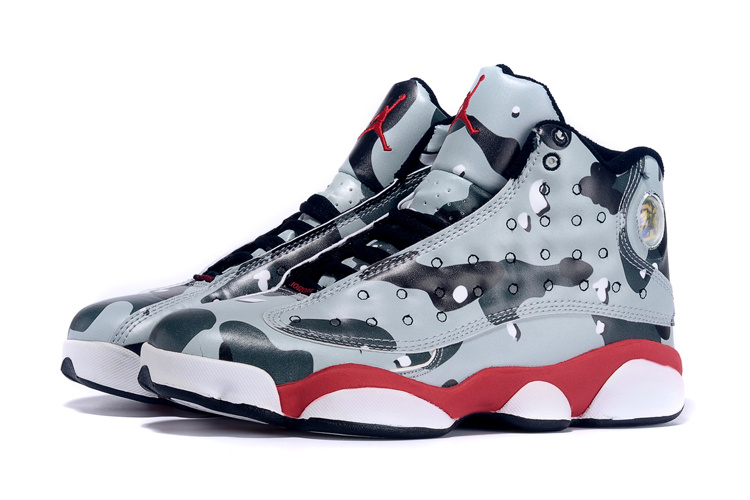 New Air Jordan 13 Army Grey Black Red For Women