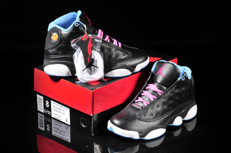 New Air Jordan 13 Black Pink White Blue For Women - Click Image to Close