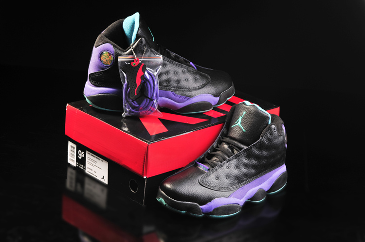 New Air Jordan 13 Black Purple For Women - Click Image to Close