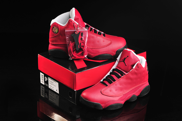 New Air Jordan 13 Dark Red Black For Women - Click Image to Close