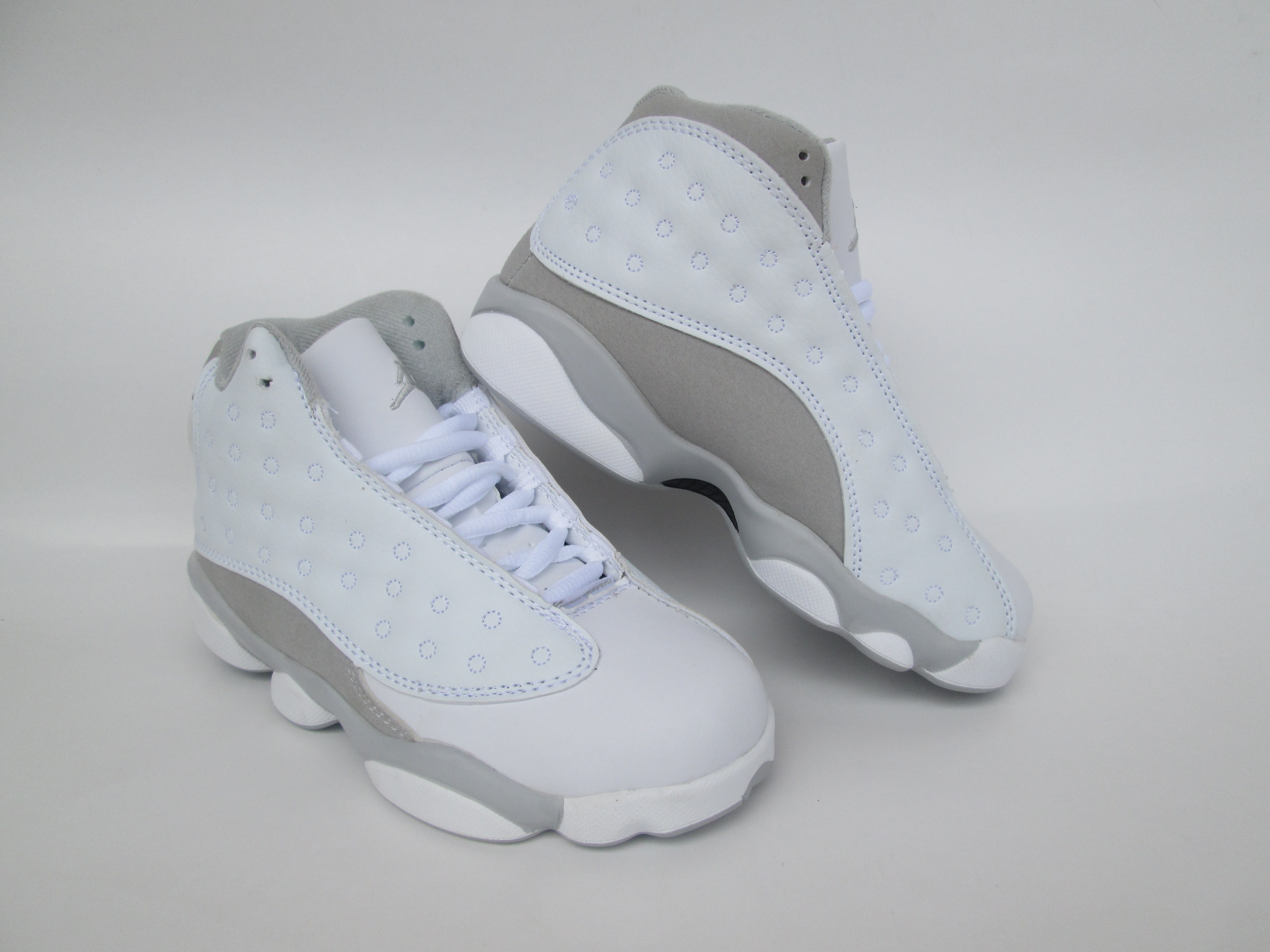 New Air Jordan 13 Deep White Grey Shoes For Kids