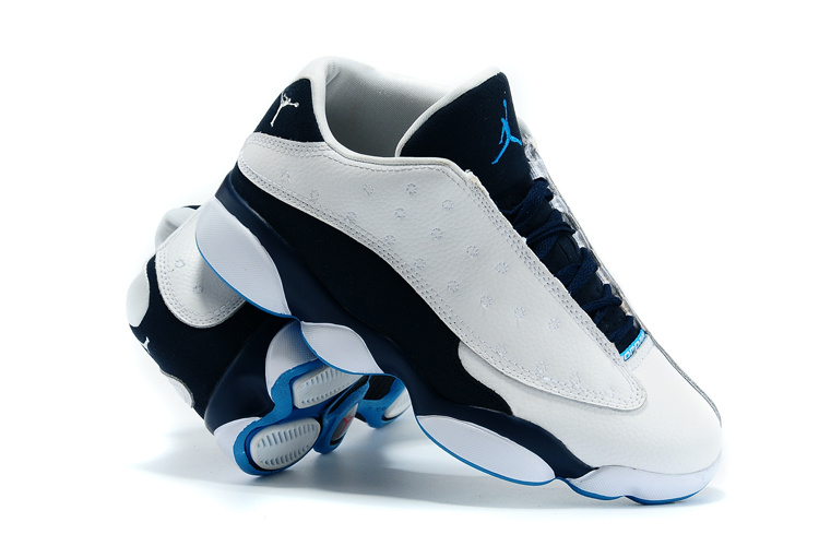 Cheap 2015 Air Jordan 13 Low White Black Blue Shoes