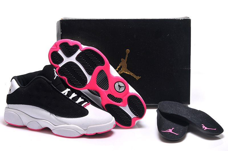 2015 Air Jordan 13 Low White Black Pink Shoes For Women - Click Image to Close