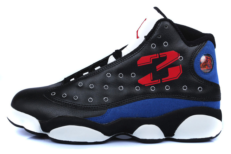 New Air Jordan 13 Retro Black Blue White Shoes - Click Image to Close