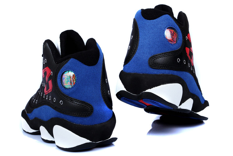 New Air Jordan 13 Retro Black Blue White Shoes - Click Image to Close