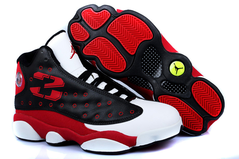 New Air Jordan 13 Retro Black Red White Shoes - Click Image to Close