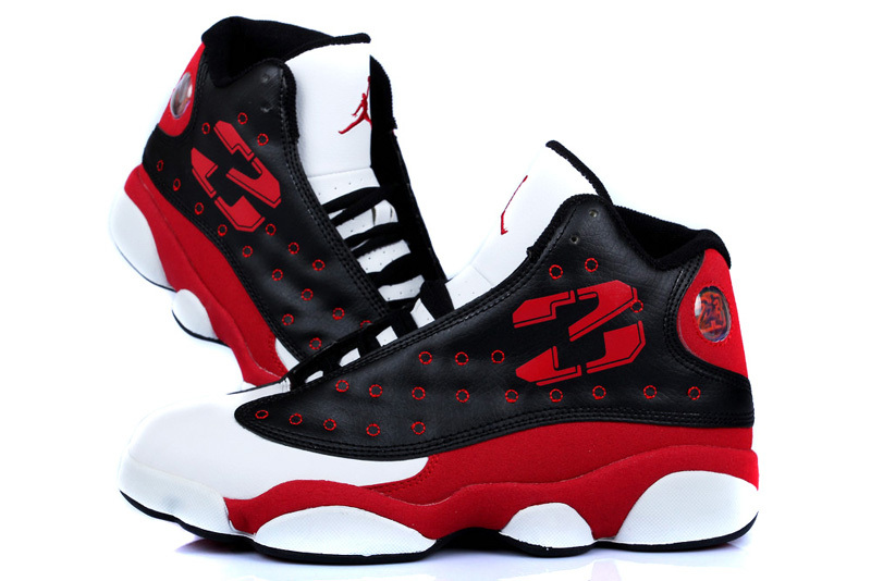 New Air Jordan 13 Retro Black Red White Shoes - Click Image to Close