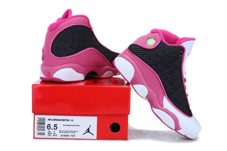Cheap Jordan 13 White Black Pink For Women - Click Image to Close
